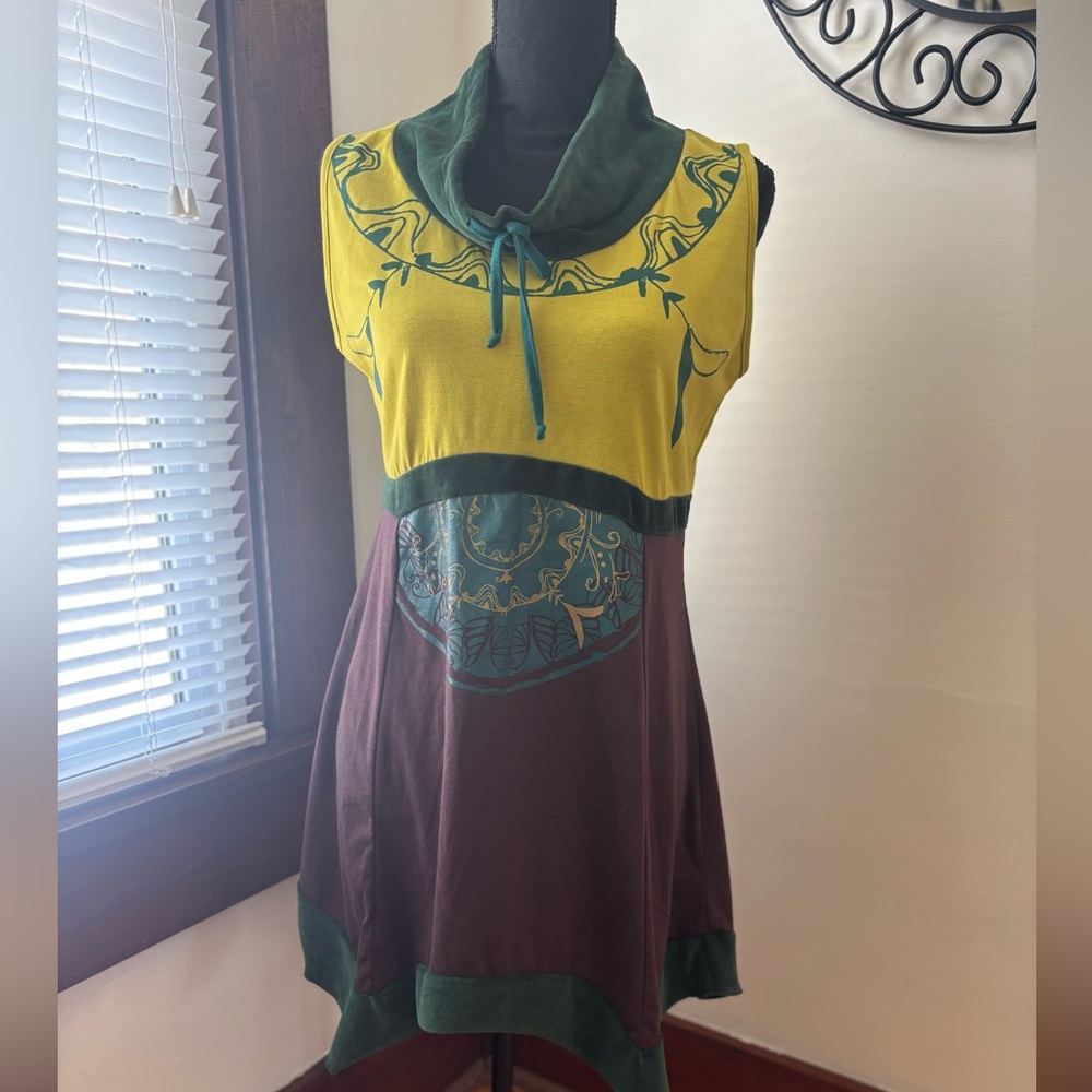 Coline Brand Colorful Sleeveless Cowl Neck Dress- Tunica Choco Color Size L  NWT - Picture 6 of 6